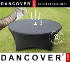 Stretch table cover, Ø183x74cm, Black