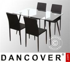 Dining set w/1 dining table Bologna, Clear/Black + 4 dining chairs Firenze,...