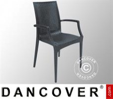 Chair with armrests, Rattan Bistrot, Anthracite, 6 pcs.